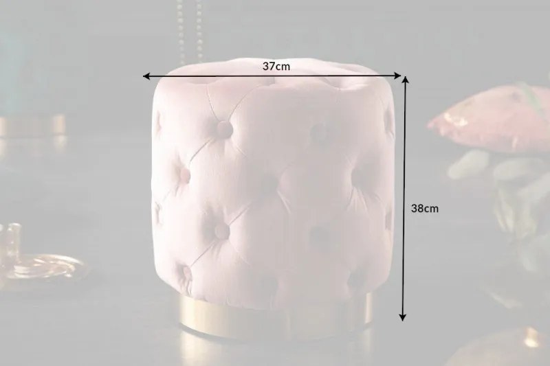 Taburete Modern Barock 35cm, roz/ auriu