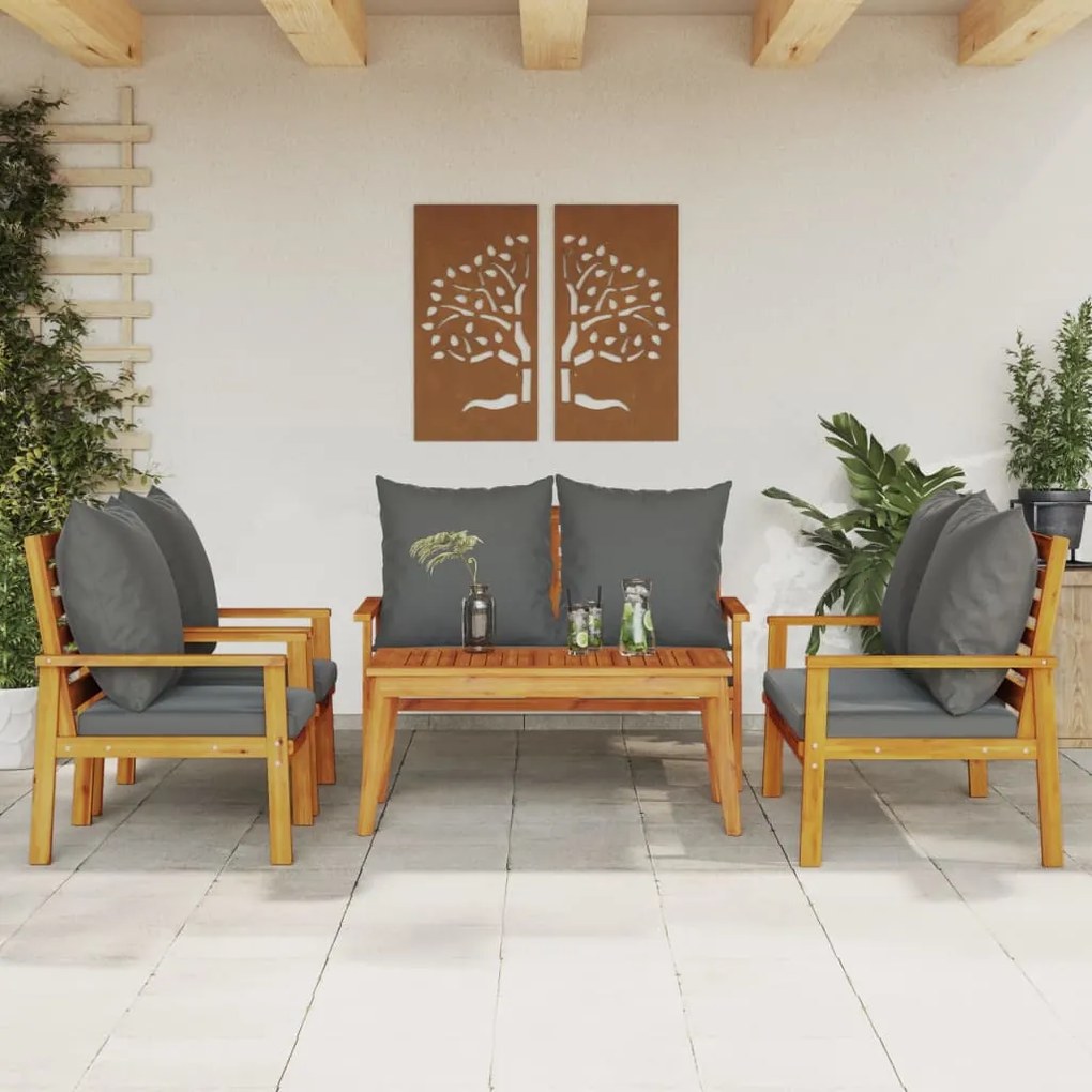 vidaXL Set mobilier de grădină cu perne, 5 buc., lemn masiv acacia