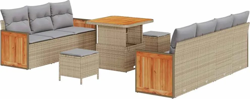 vidaXL Set de canapele pentru grădină 10 pcs Beige și gri deschis