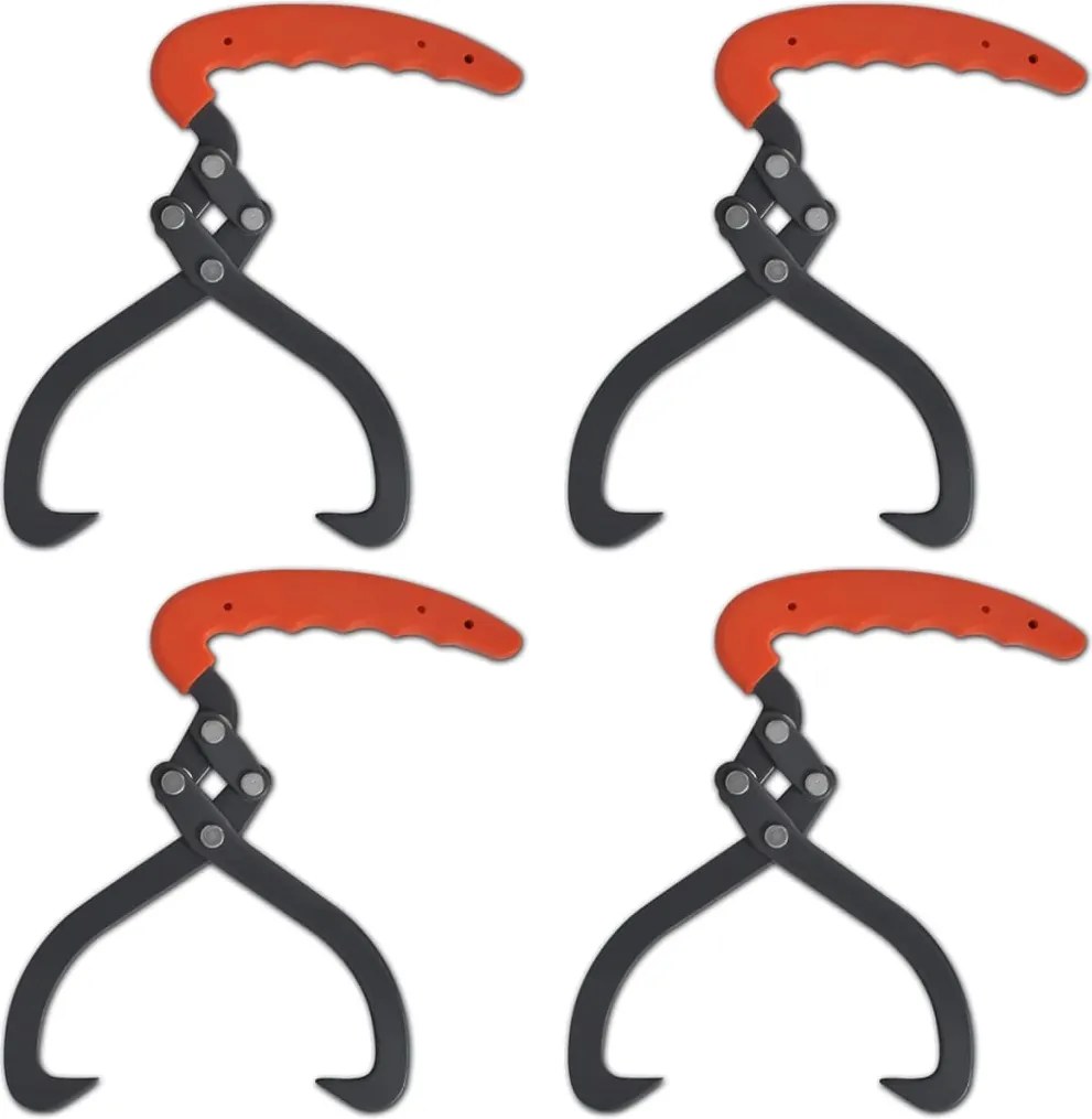 vidaXL Clește cu mâner pentru bușteni din lemn, 4 buc., PVC