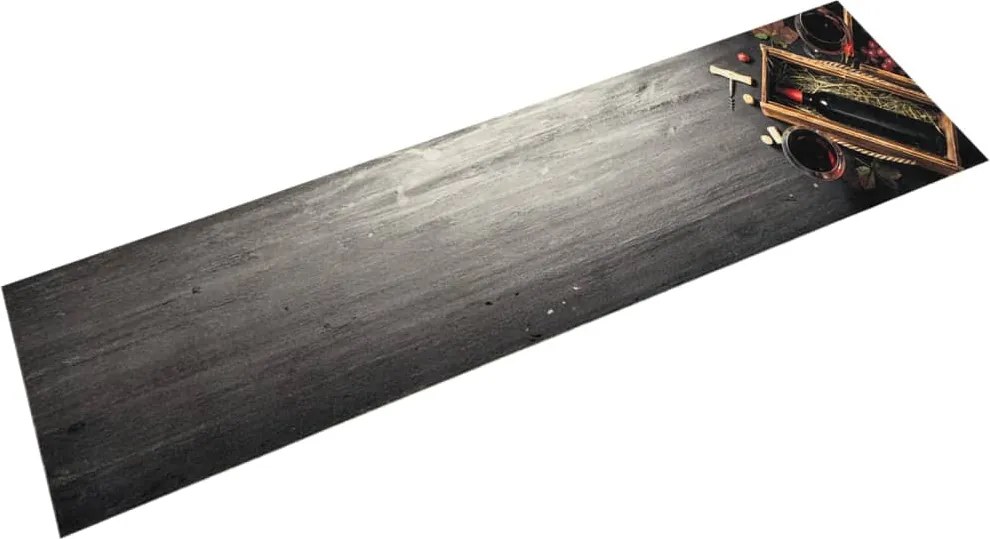 vidaXL Covor de bucătărie lavabil model sticlă vin, 60x300 cm, catifea