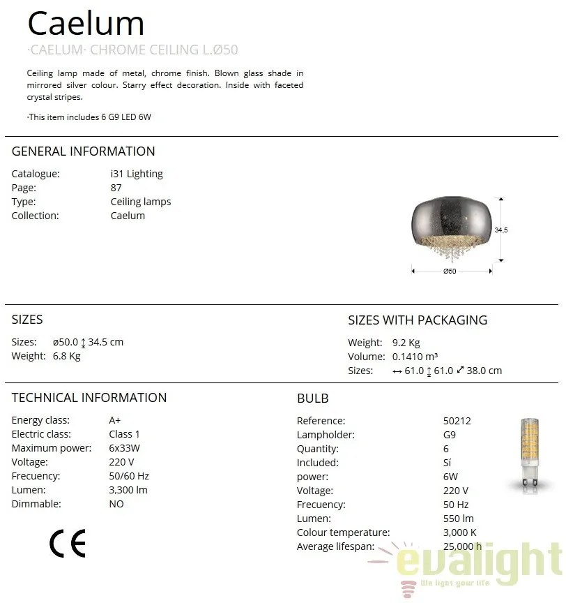 Plafoniera design elegant diam.50cm CAELUM crom SV-618318
