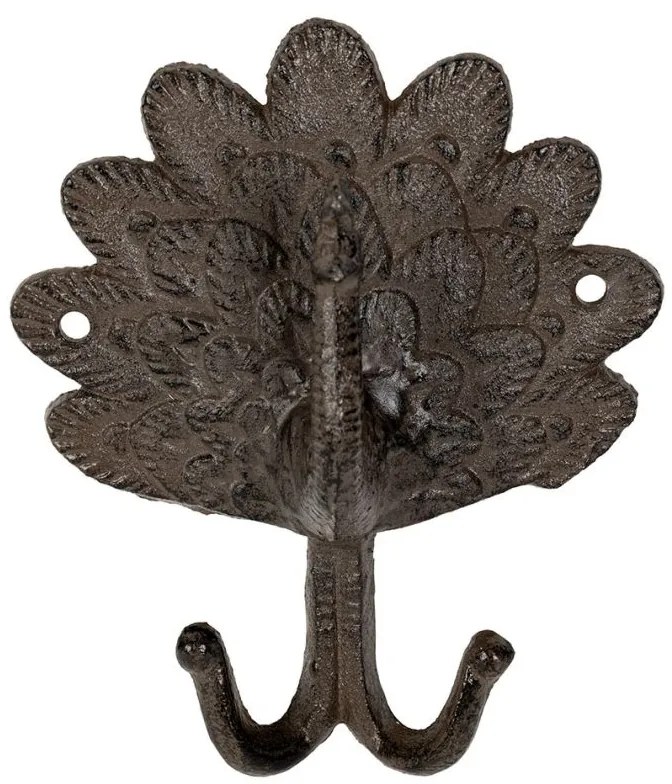 Cuier de perete dublu, din fonta, cu model, Peacock