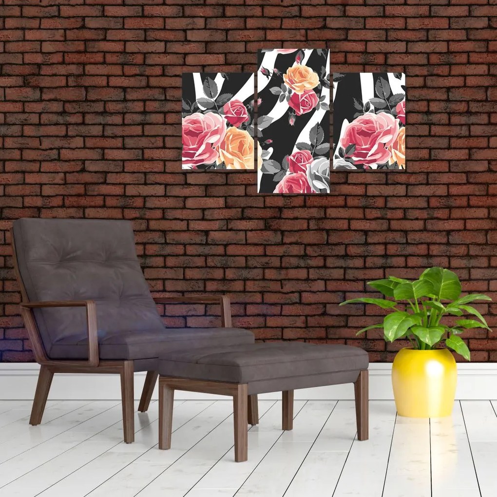 Tablou cu trandafiri înfloriți (90x60 cm)