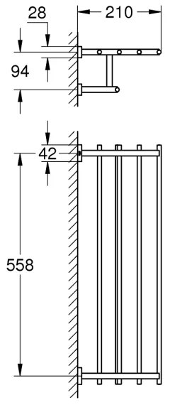 GROHE 40512001 - Suport multiplu pentru prosoape ESSENTIALS CUBE, 600 mm, crom lucios
