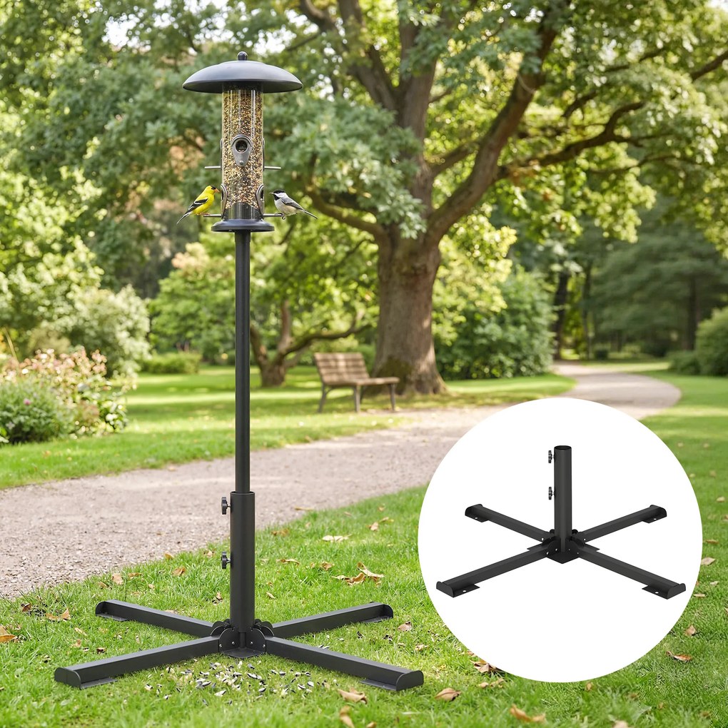 Outsunny Suport pentru umbrelă pliabil, diametru tijă 38 și 48 mm, suport în cruce pentru umbrele, gri închis | Aosom Romania