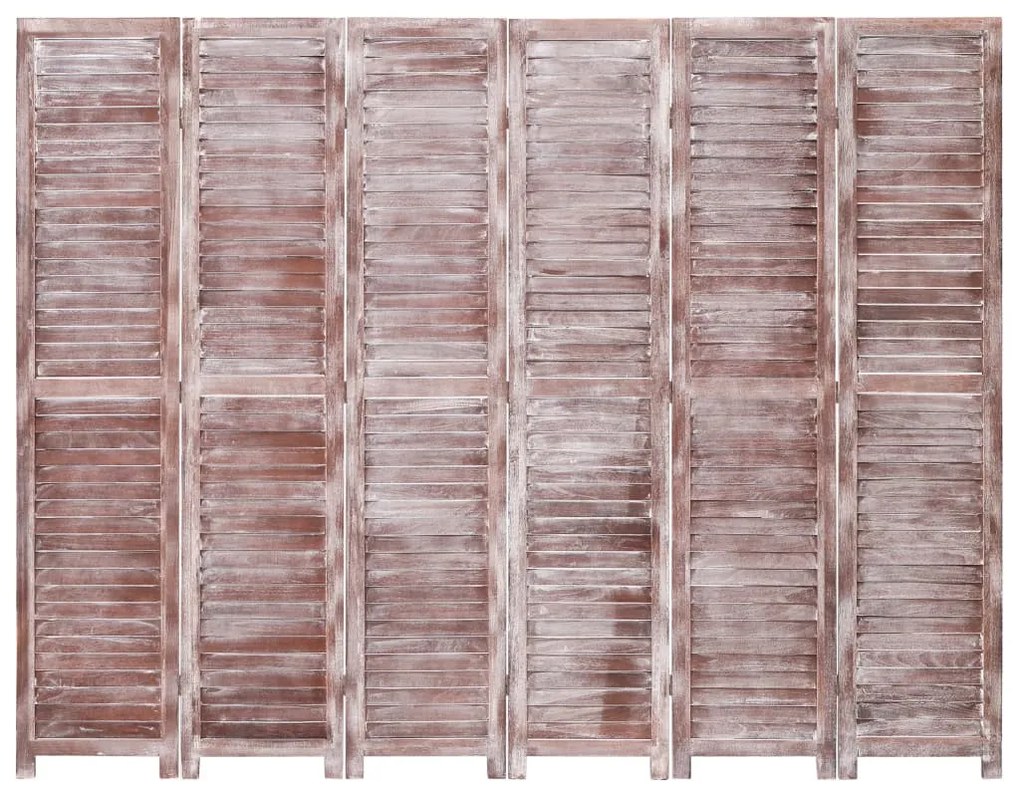 284214 vidaXL Paravan de cameră cu 6 panouri, maro, 210 x 165 cm, lemn