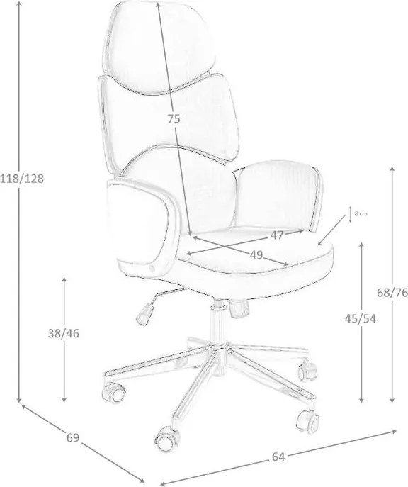 Scaun de birou pivotant design modern Gris-White