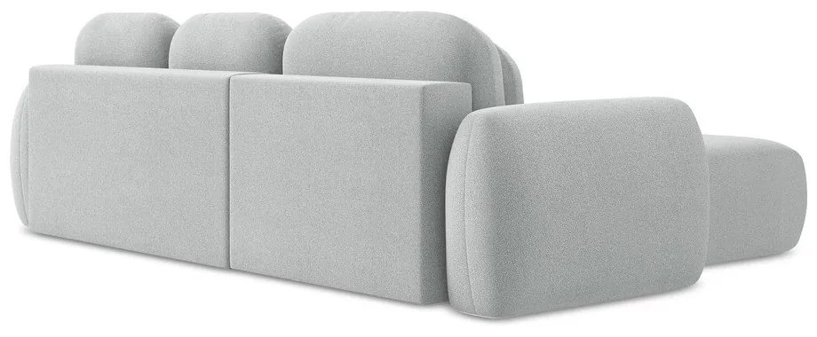 Colțar gri deschis extensibil/cu spațiu de depozitare cu tapițerie din țesătură bouclé (cu colț pe partea stângă/cu șezlong) Pele – Makamii