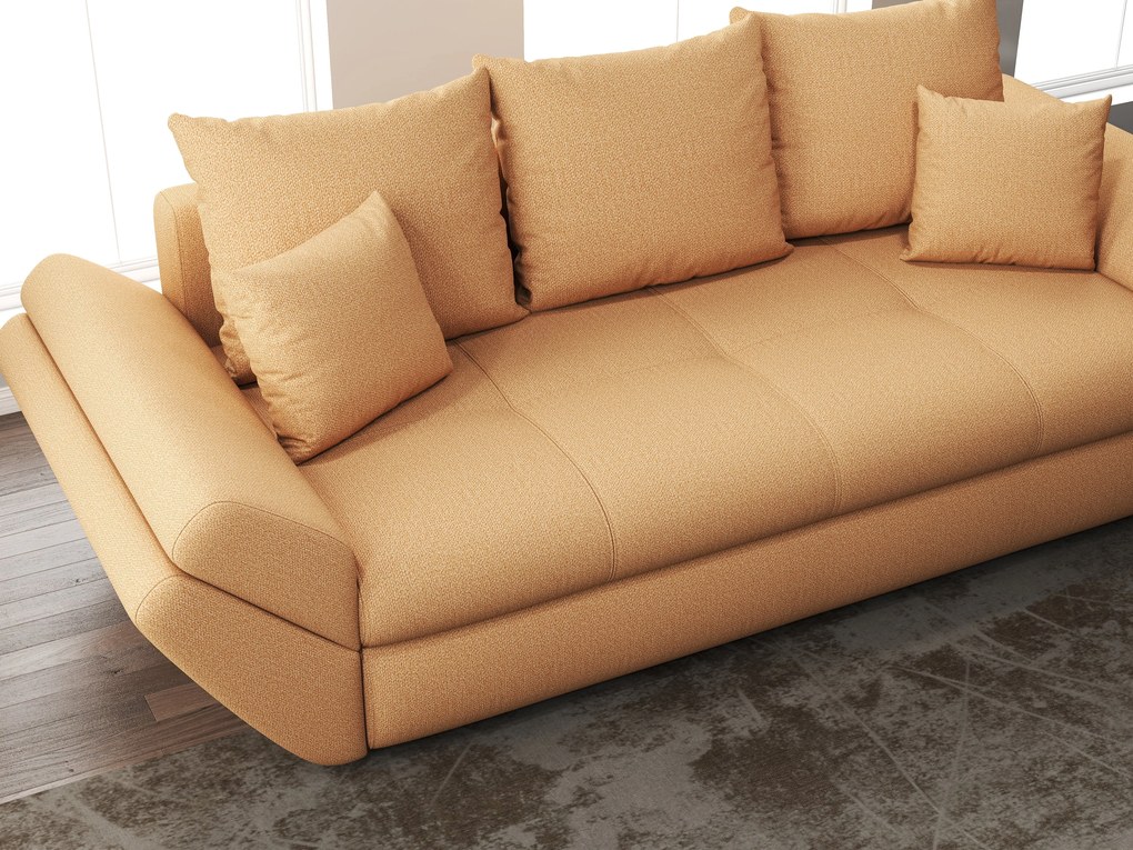 Canapea extensibilă dumonde cu ladă de depozitare si sezut confortabil din spuma high-density, Loana Enjoy Mango 250x100 cm