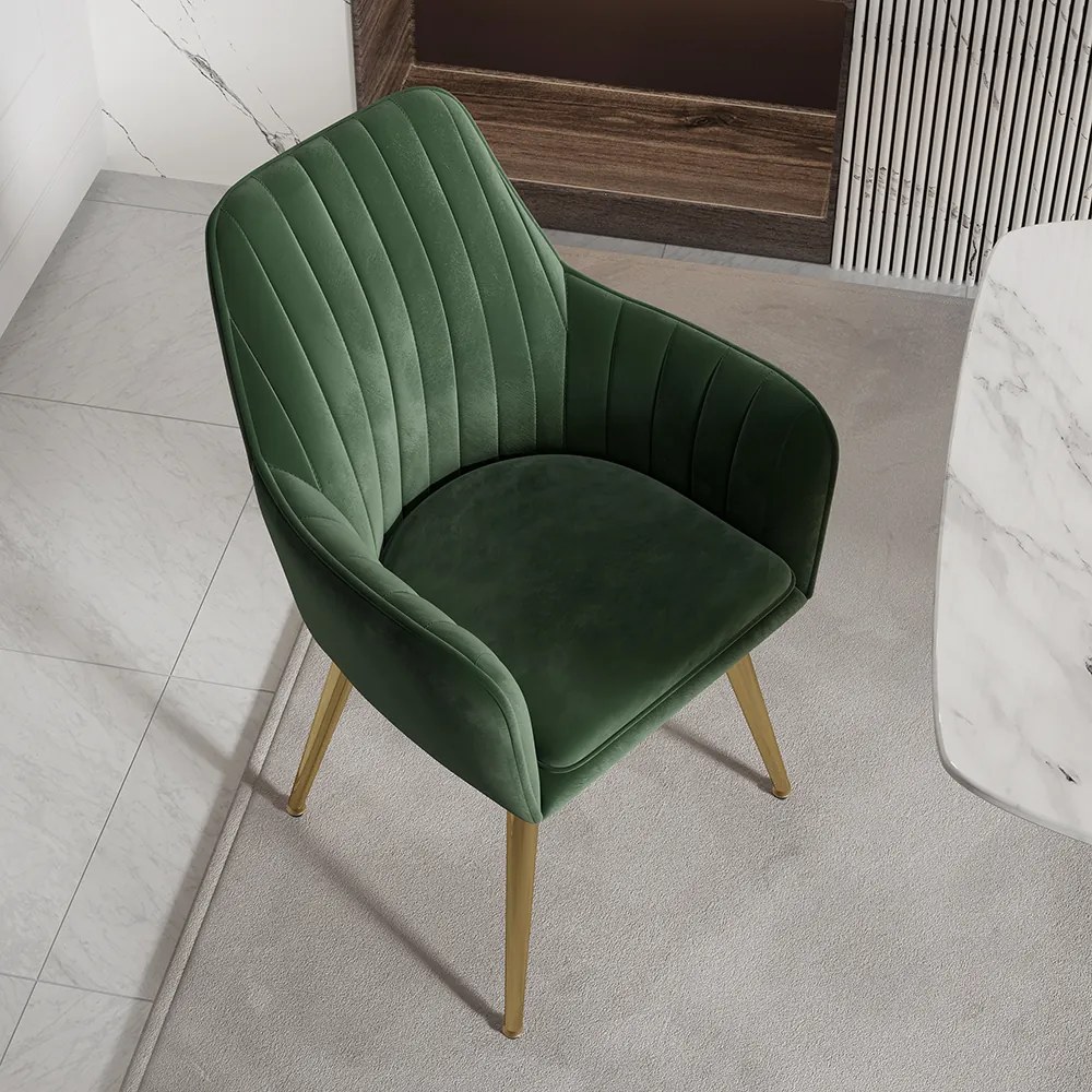 Scaun verde pentru bucătărie, soft, cu cotieră , în stil art nouveau - 2 buc. Deprimo j040379-verde by Deprimo