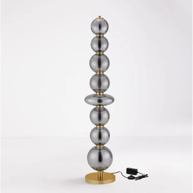 Lampadar LED modern, Metal, Auriu, Sticla, Fumurie, modern NAVI