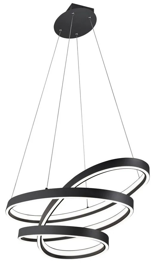 Lustră neagră LED cu control vocal/cu control prin aplicații mobile cu abajur din metal Ciola – CINQUE