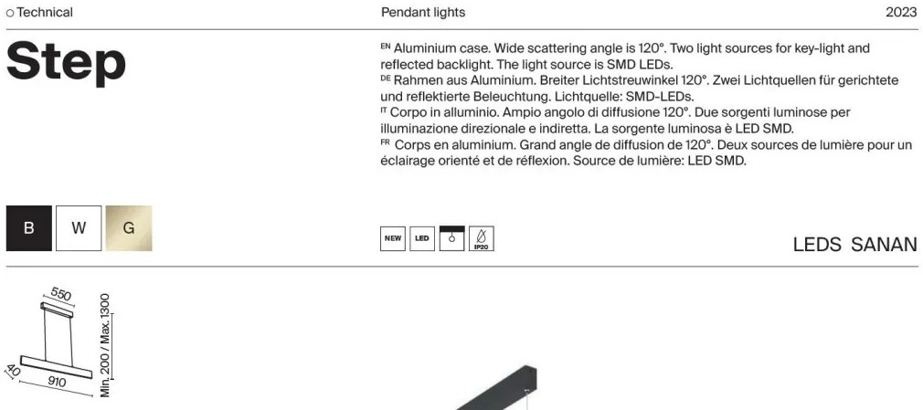 Lustra LED suspendata design modern Step auriu 23W