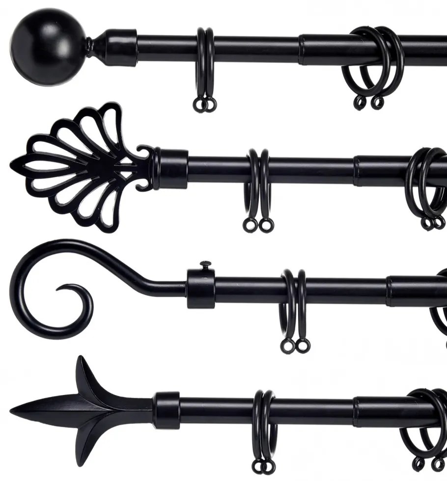 Galerie de metal neagra VALANCE GLOBE 170-320 cm