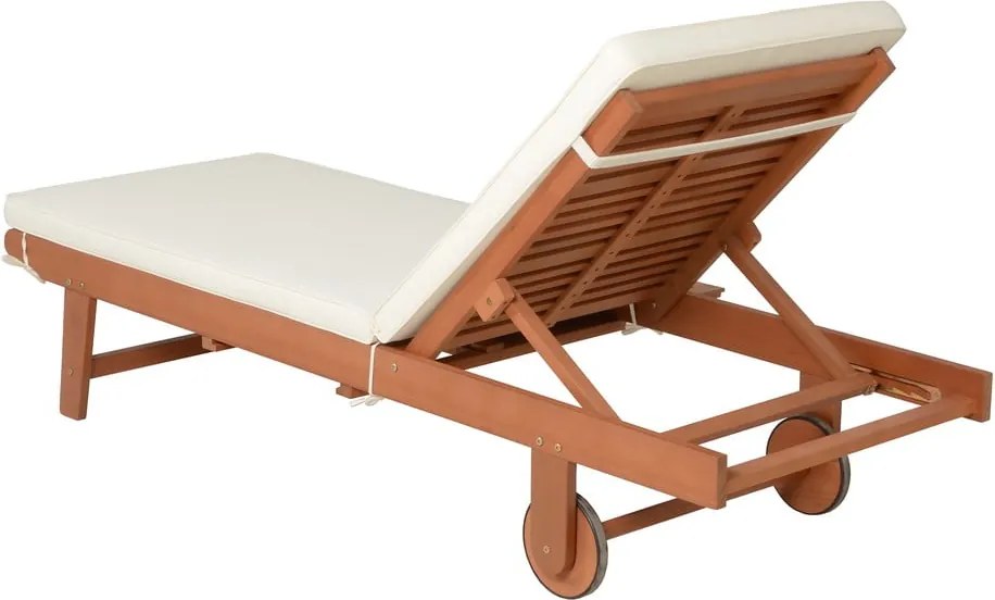 Șezlong de grădină crem/în culoare naturală din lemn masiv San Diego – Garden Pleasure