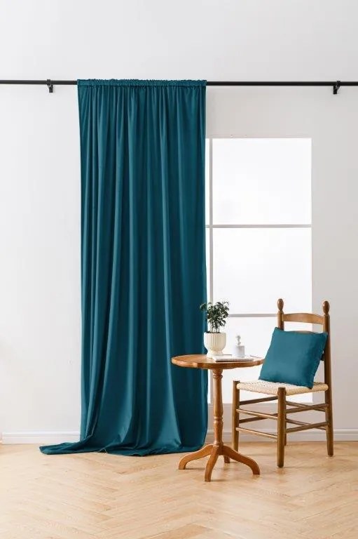 Draperie opaca turcoaz VELVET 135x250 cm Agățat: Rejansa