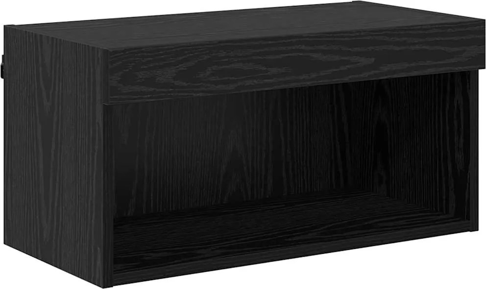 vidaXL Set comodă TV cu led Pe perete Stejar Negru Lemn compozit