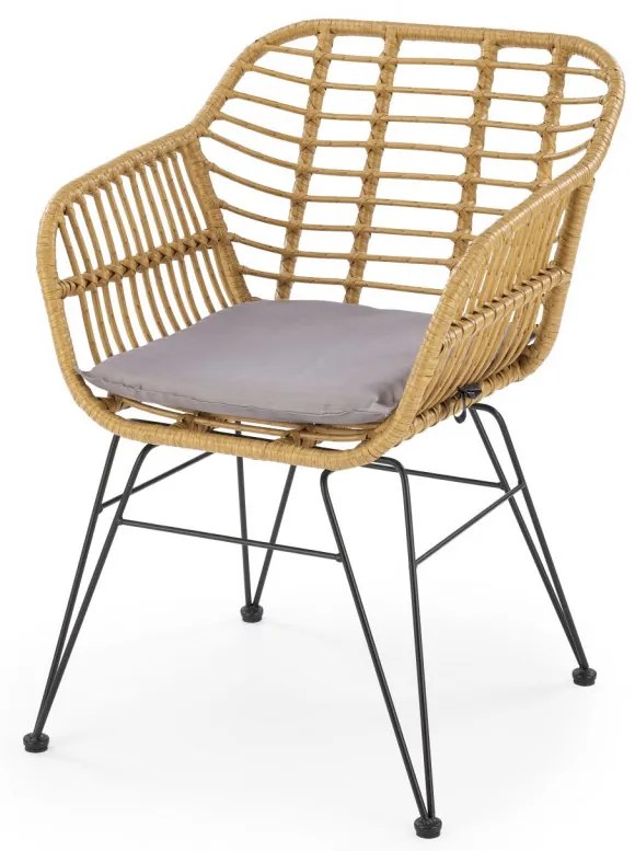 Scaun rattan K541 natur/gri