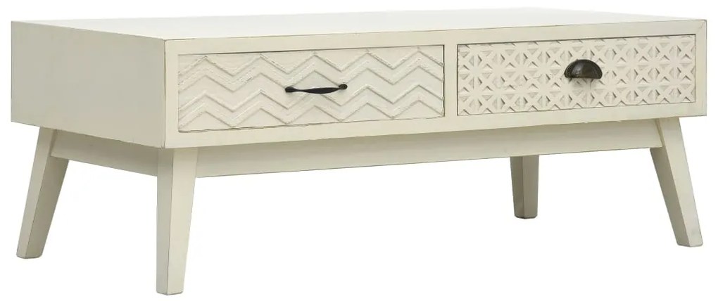 vidaXL Masă de cafea cu 2 sertare sculptate, gri, 110x50x40 cm, lemn