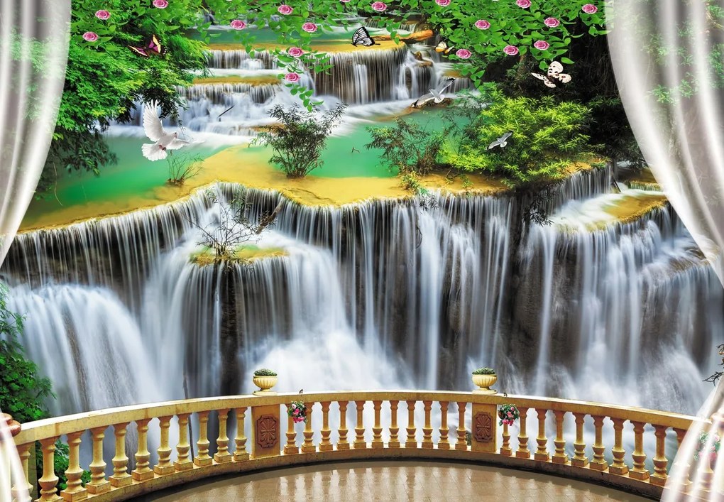 Fototapet - Privire la cascade magice (147x102 cm)