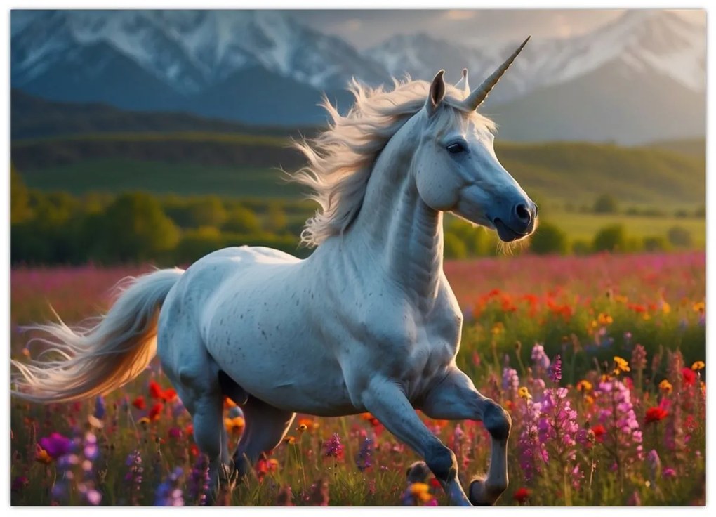Tablou pe sticlă - Unicorn (70x50 cm)
