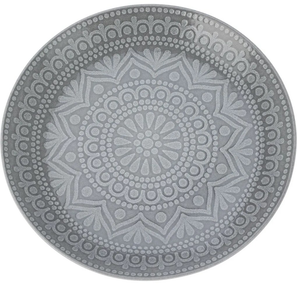 Farfurie întinsă din gresie Ethnic, diam 27 cm,gri