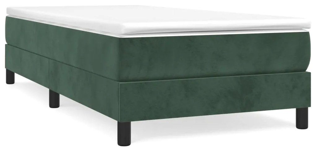 3120745 vidaXL Cadru de pat box spring, verde închis, 90x190 cm, catifea