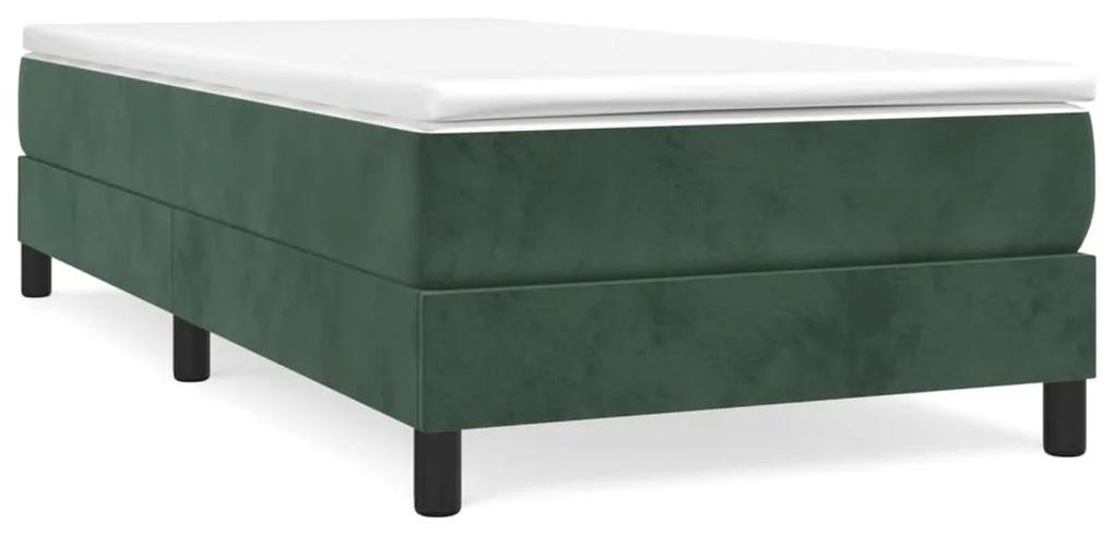 3120745 vidaXL Cadru de pat, verde închis, 90x190 cm, catifea