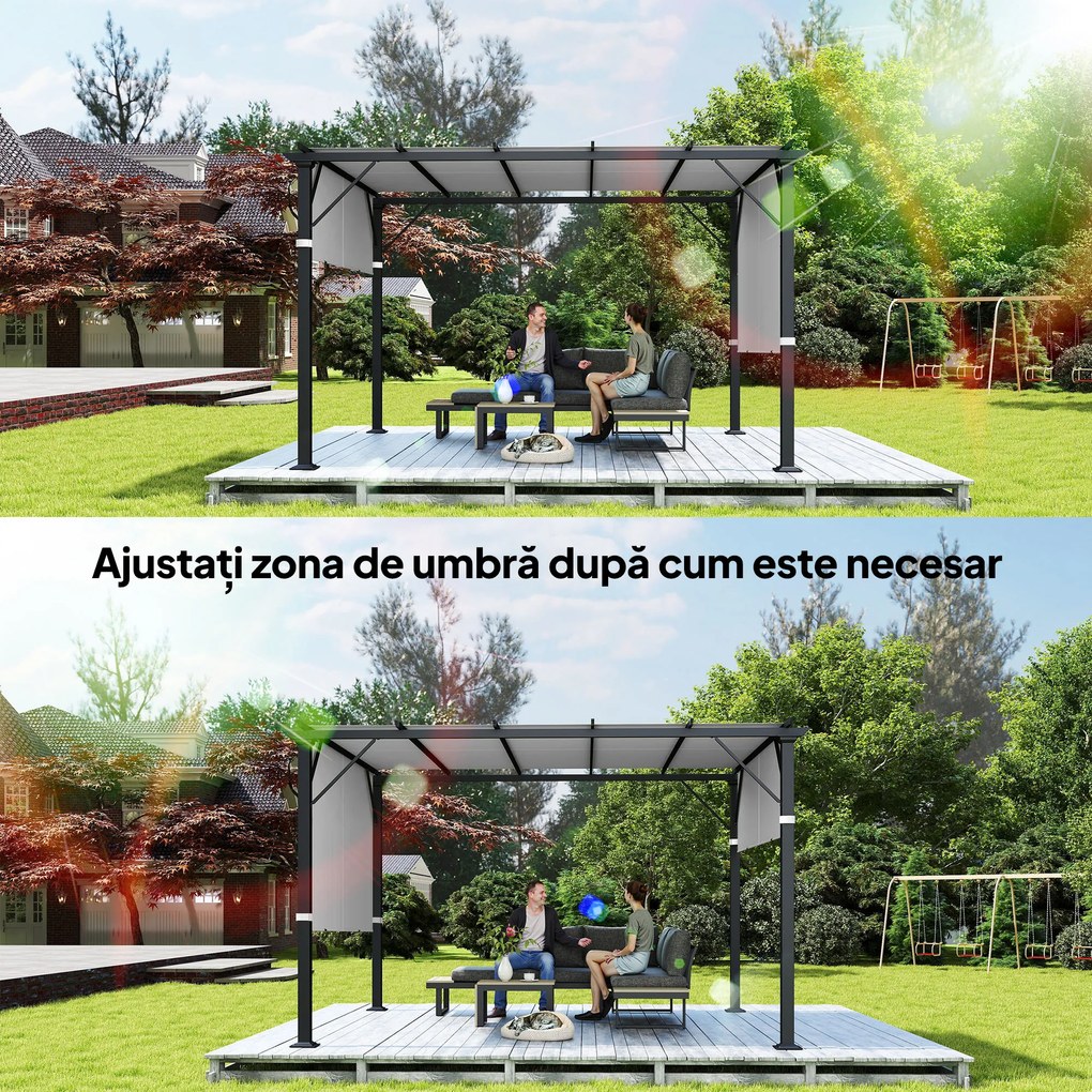 Outsunny 2 Bucăți Husă de Schimb pentru Pergolă, Protecție UV, Ușor de Montat, pentru Pergolă 3x3 m, Gri | Aosom Romania
