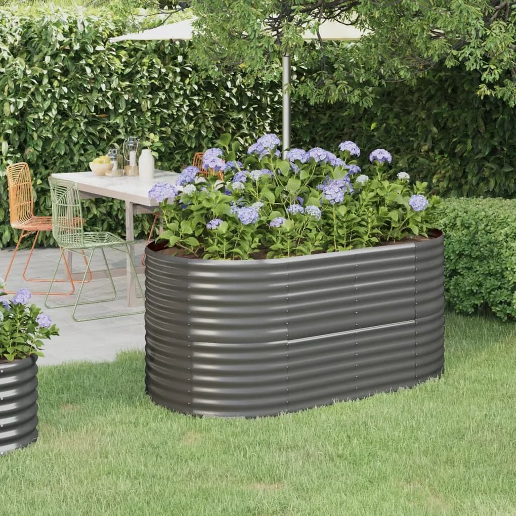 vidaXL Strat înălțat grădină gri 152x80x68cm oțel galvanizat