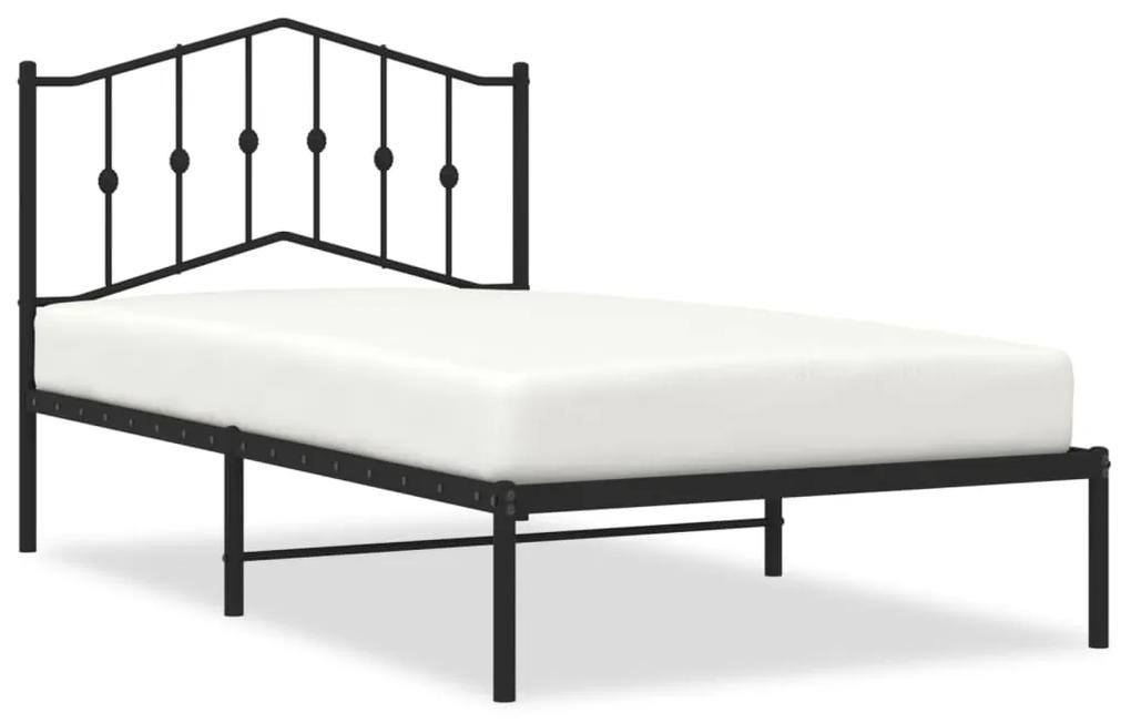 373783 vidaXL Cadru de pat metalic cu tăblie, negru, 100x190 cm