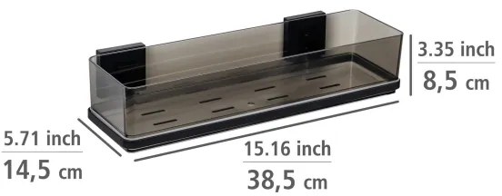 WENKO 71446800 - Poliță VACUUM-LOC QUADRO ED, 38,5 x 14,5 cm, negru