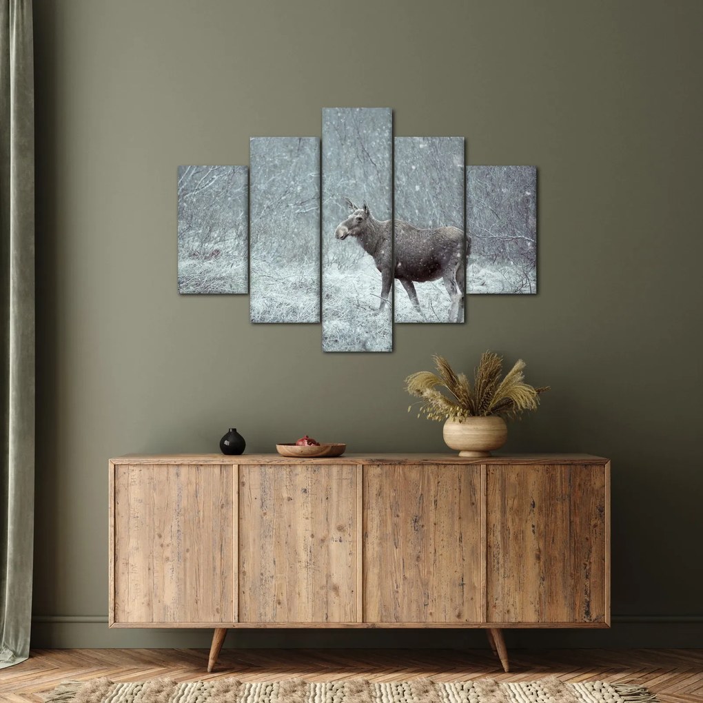 Tablou - Elan într-o pădure înzăpezită (150x105 cm)