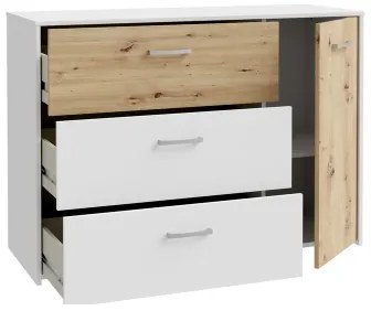 Comodă cu sertare URO stejar artisan/ albă