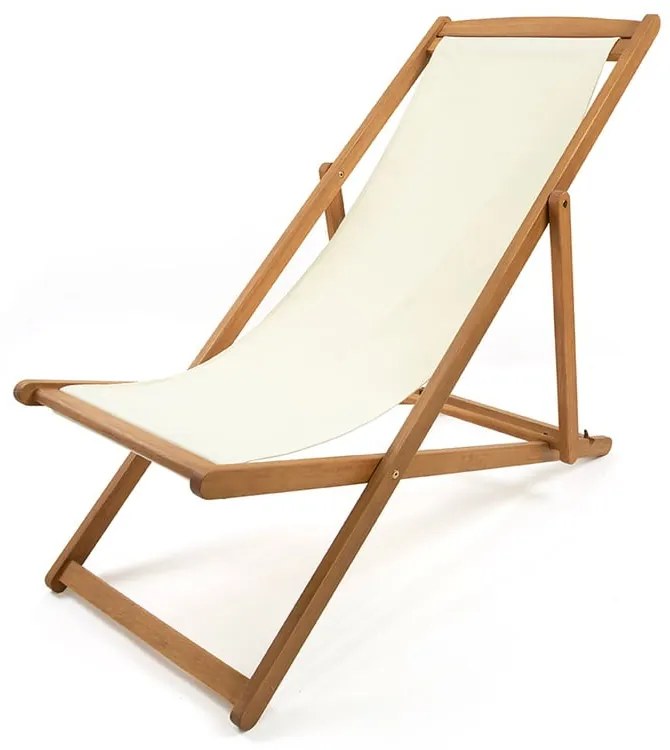 Șezlong de grădină pliabil din lemn de acacia Bonami Essentials Deck, bej