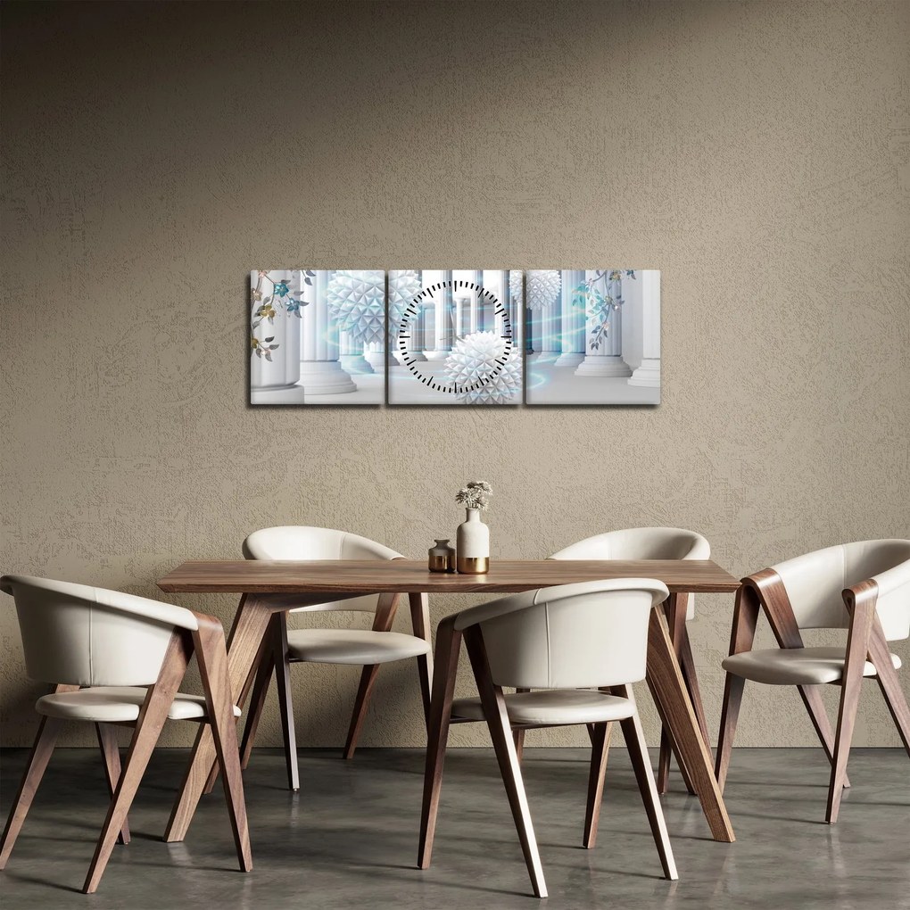 Tablou abstract în stil antic (cu ceas) (90x30 cm)