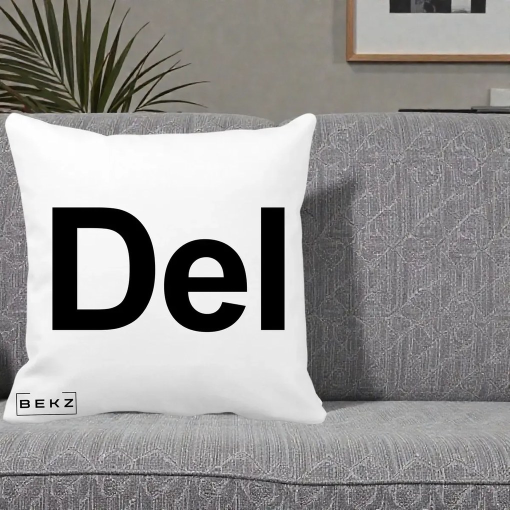 Perna Personalizata Tasta Del Tipografie Bold, 40x40 cm, Alba Mata, Husa Detasabila, Perna Inclusa, BEKZ®