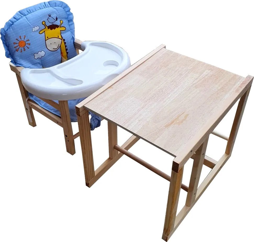 Scaun de masa pentru copii si bebe transformabil in masuta NOVOKIDS™ Wooden Table Chair, Din lemn masiv, Centura de siguranta, Sezut comfortabil