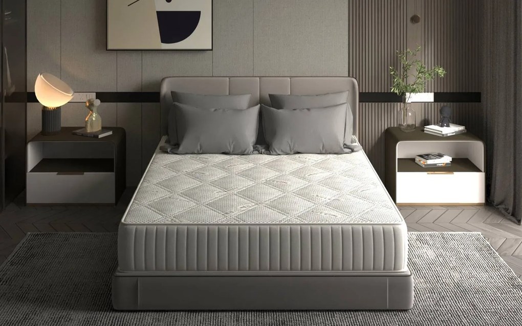 Saltea cu Spuma Memorie SilverCare, Grosime 24 cm, Husă cu Ioni de Argint, cu Mânere, Fermitate Medie - 200x200
