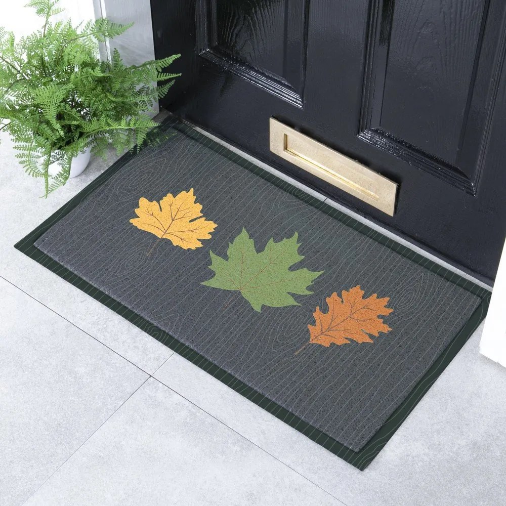 Covoraș de intrare 40x70 cm Autumn Leaves on Green – Artsy Doormats