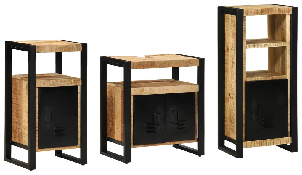 vidaXL Set de mobilier pentru baie 3 pcs Maro Lemn de mango solid