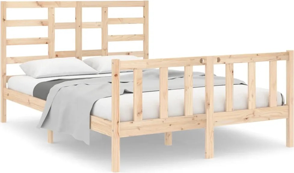 vidaXL Cadru de pat, 140x190 cm, lemn masiv