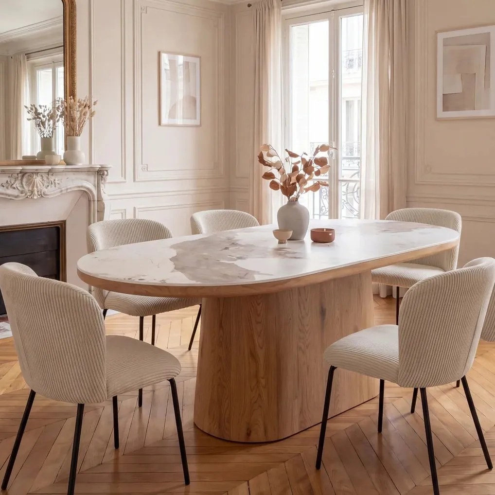 Masa ovala, Ceramica Alba, Furnir Nuc, UNIQUE 200cm A-46381 VC