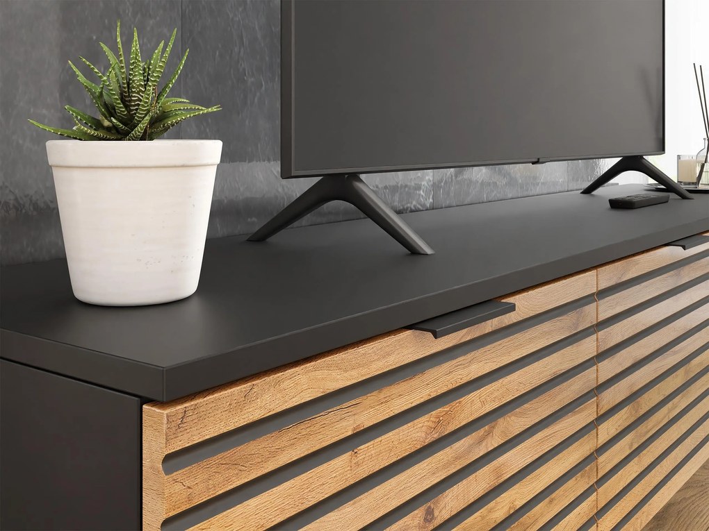 Dulap Surezina 3D (Negru grafit + Stejar wotan) . 1105938