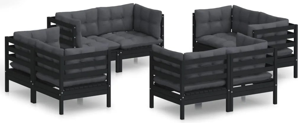 vidaXL Set mobilier de grădină cu perne, 8 piese, antracit, lemn pin