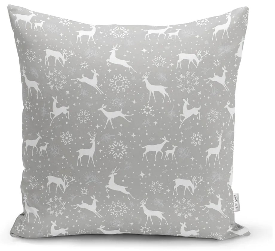 Set 4 fețe de pernă și un napron de masă cu model de Crăciun Minimalist Cushion Covers Snowflakes