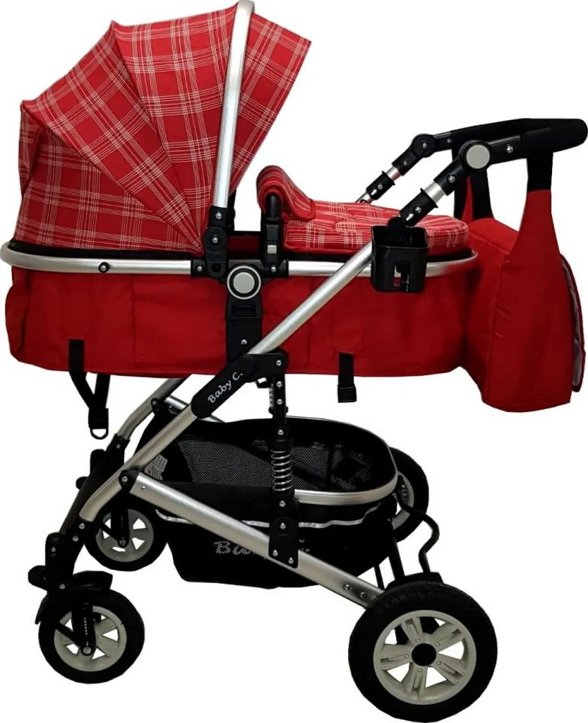 Carucior nou nascuti 3 in 1 Baby Care™ PRO 531 , geanta Bebe, Cadru Aluminiu, Amortizoare, Roti din cauciuc plin AVE, Landou, Scoica auto, Spatar