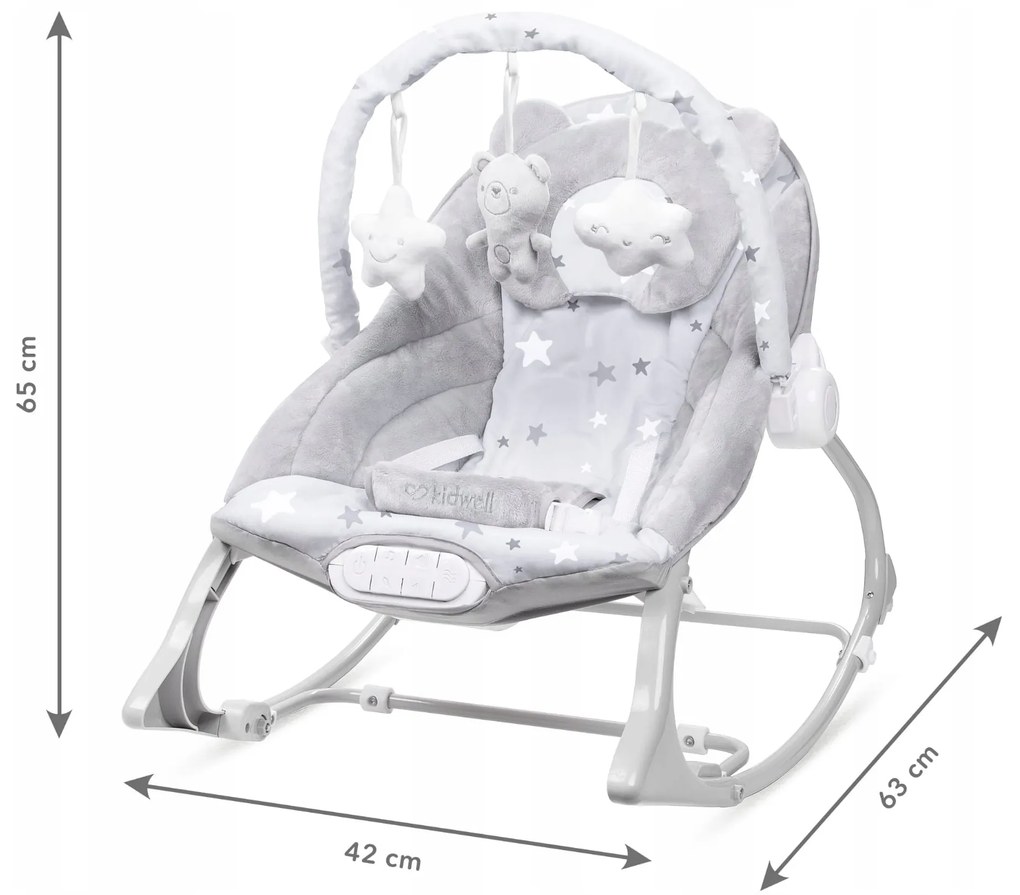 ShopJK BALANSOAR CU VIBRAȚII PENTRU BEBLUȘI KIDWELL PINO GRI