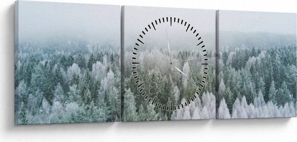 Tablou - Crestele munțillor înzăpezite (cu ceas) (90x30 cm)